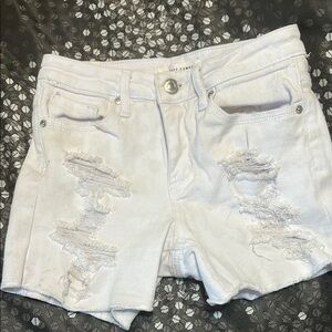 White Distressed Denim Shorts